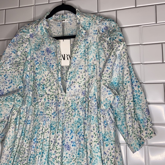 Zara bloggers fave floral flounce hem mini dress - Picture 5 of 13